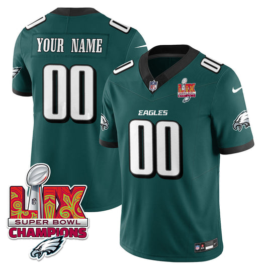 Custom Name/Gender PHI Super Bowl LIX Champions Vapor Limited Jersey - Stitched