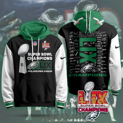 PHI Super Bowl LIX Champions Roster Signing Gold Hoodie - Printed
