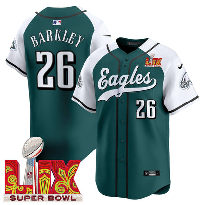 PHI Midnight Green Super Bowl LIX Vapor Baseball Jersey - All Stitched