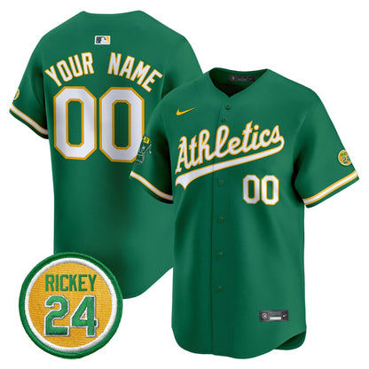OAK Rickey Henderson Patch Vapor Premier Limited Custom Jersey - All Stitched