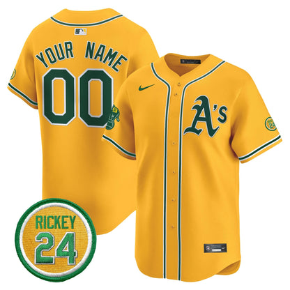 OAK Rickey Henderson Patch Vapor Premier Limited Custom Jersey - All Stitched
