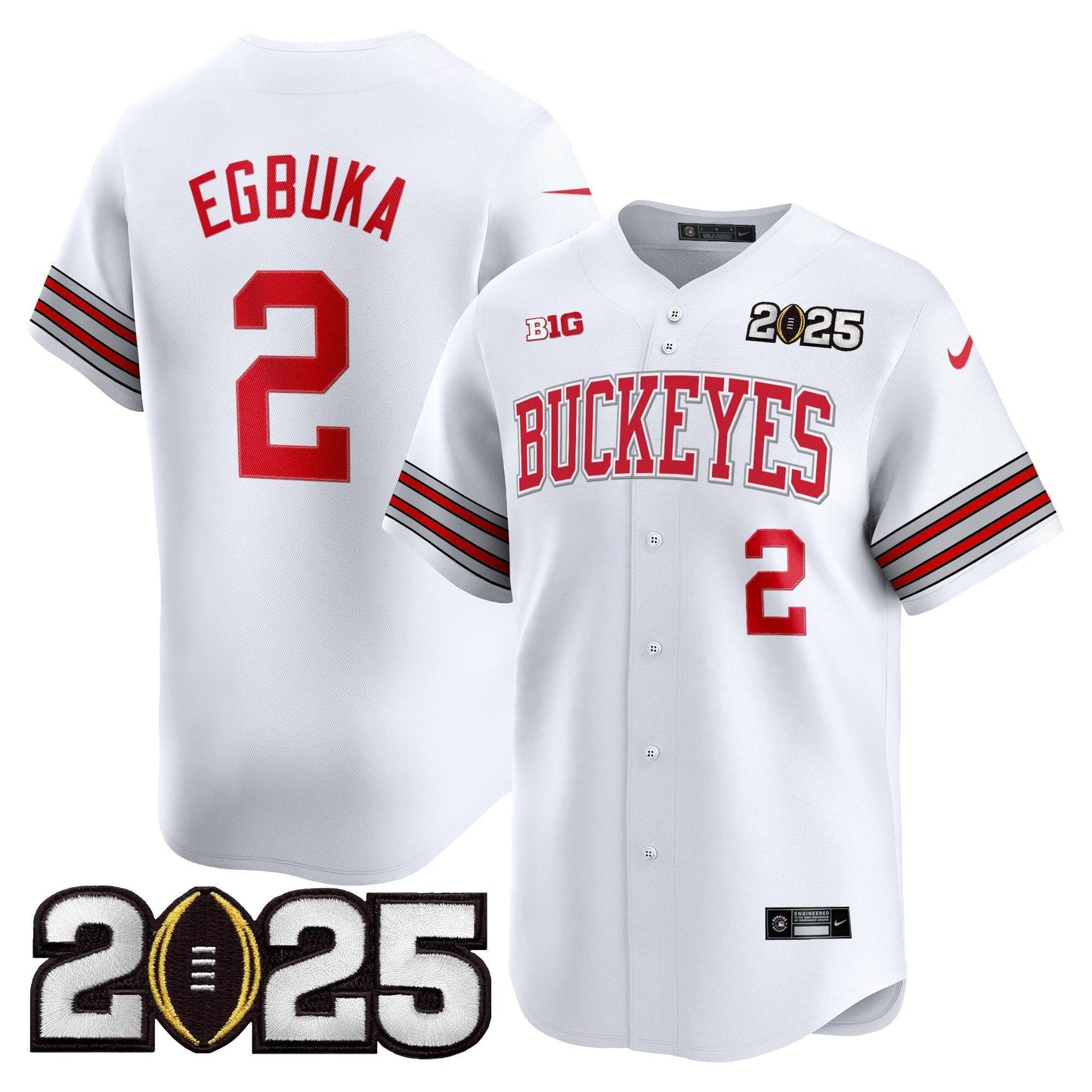 Men's Ohio State Buckeyes 'Heritage Stripe' 2025 CFP Final Patch Vapor Baseball Jersey - All Stitched