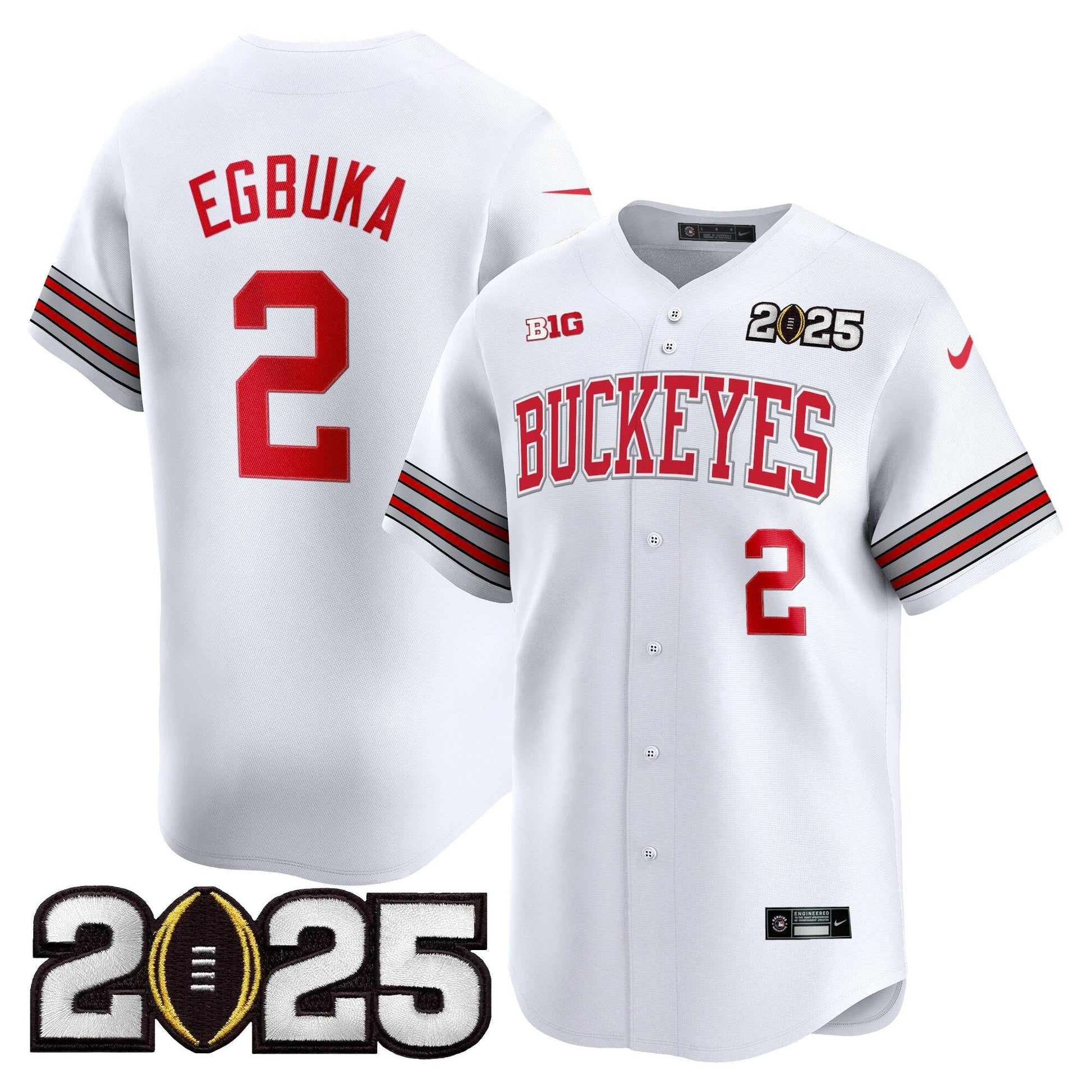 Men's Ohio State Buckeyes 'Heritage Stripe' 2025 CFP Final Patch Vapor Baseball Jersey - All Stitched