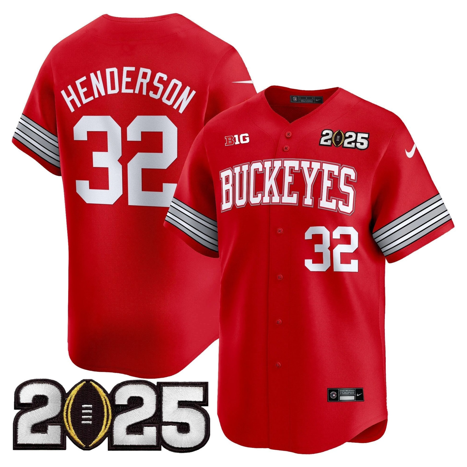 Men's Ohio State Buckeyes 'Heritage Stripe' 2025 CFP Final Patch Vapor Baseball Jersey - All Stitched