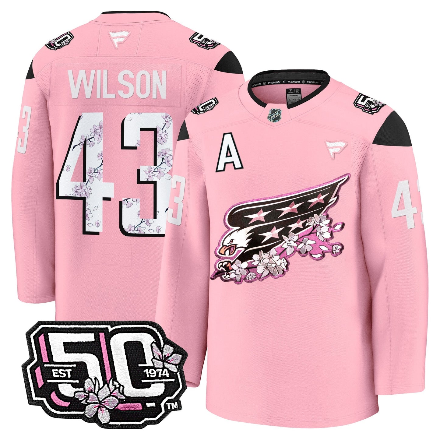 Men's Washington Capitals 50th Anniversary Cherry Blossom Premium Jersey - All Stitched