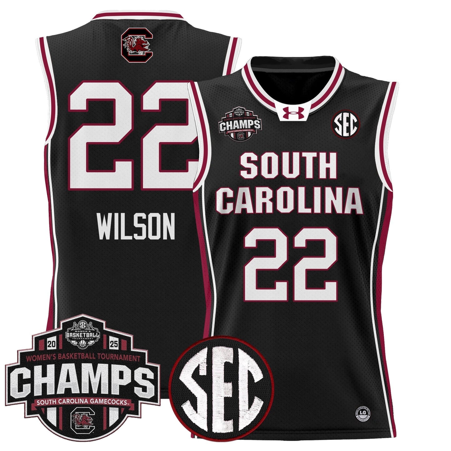 Men's Size - South Carolina Gamecocks 2025 SEC Women's Conference Tournament Champions Lightweight Basketball Jersey - All Stitched