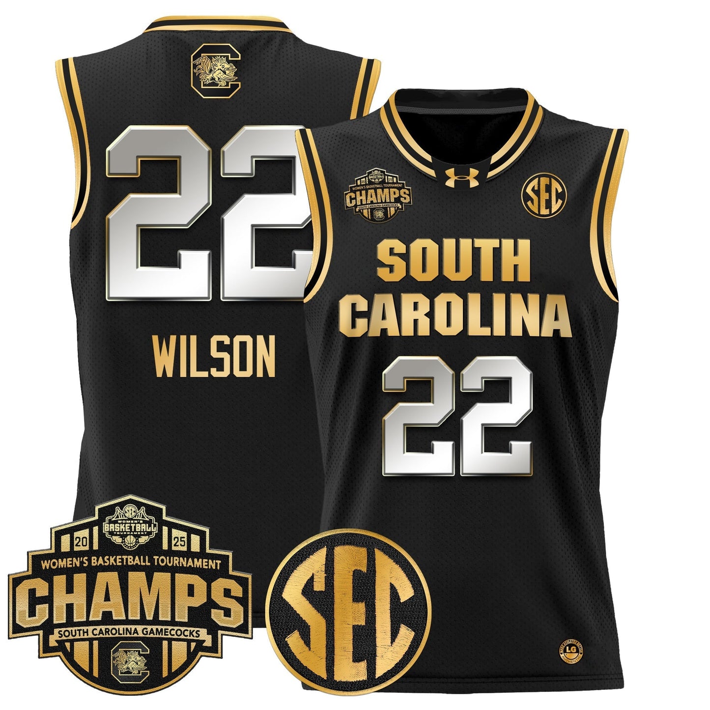 Men's Size - South Carolina Gamecocks 2025 SEC Women's Conference Tournament Champions Lightweight Basketball Jersey - All Stitched