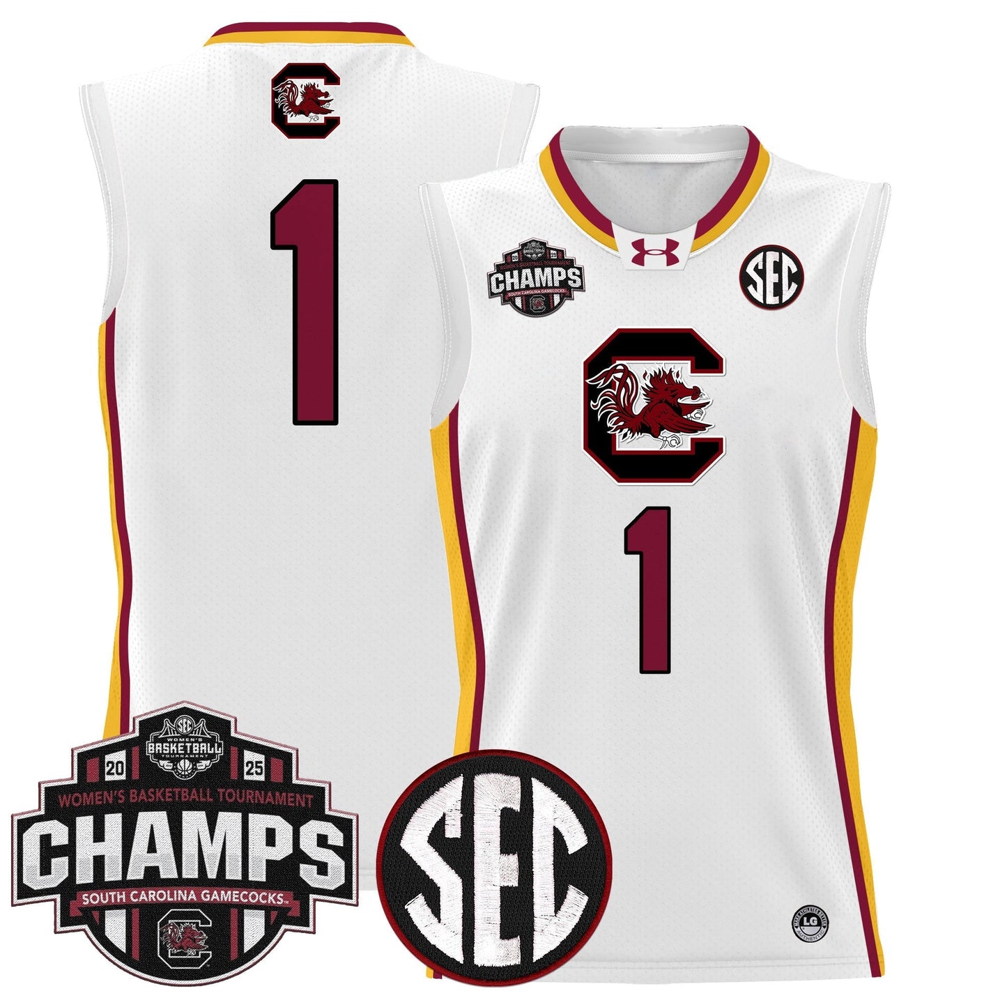Men's Size - South Carolina Gamecocks 2025 SEC Women's Conference Tournament Champions Lightweight Basketball Jersey - All Stitched