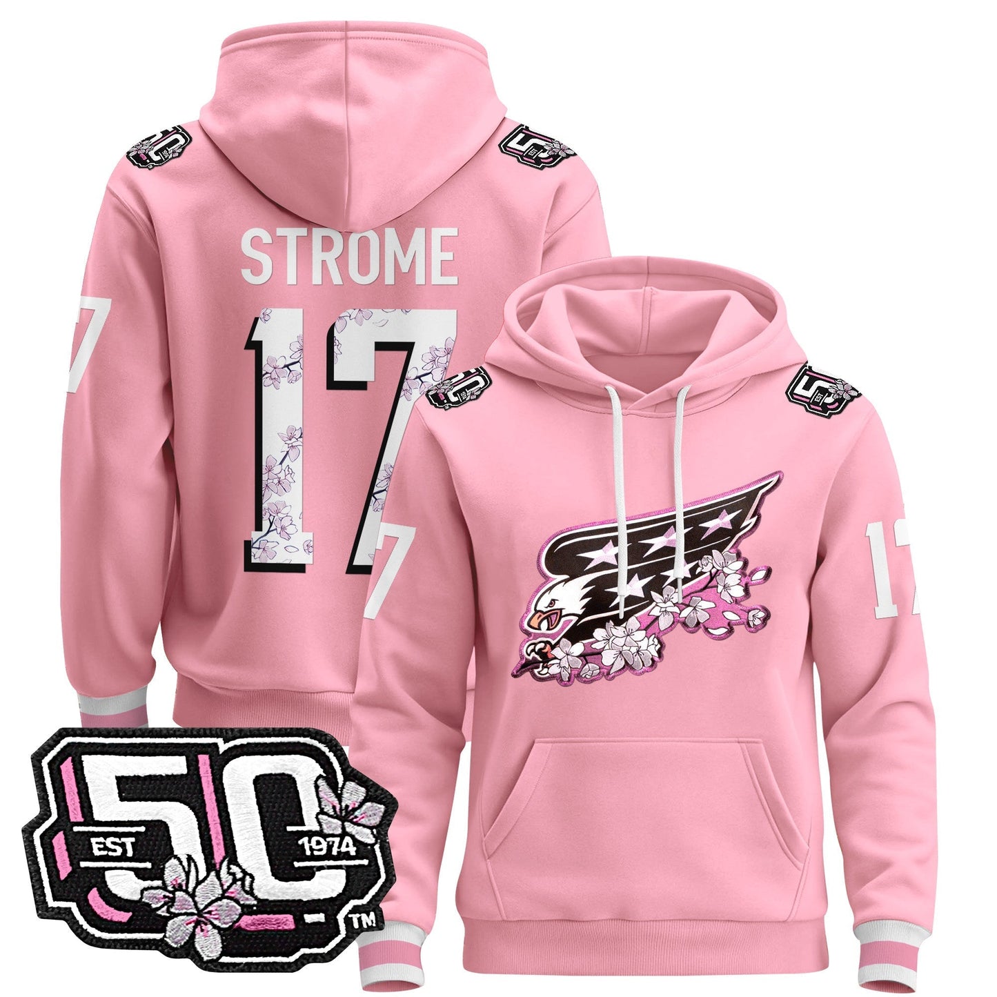 Men's Washington Capitals 50th Anniversary Cherry Blossom Pullover Hoodie - All Stitched