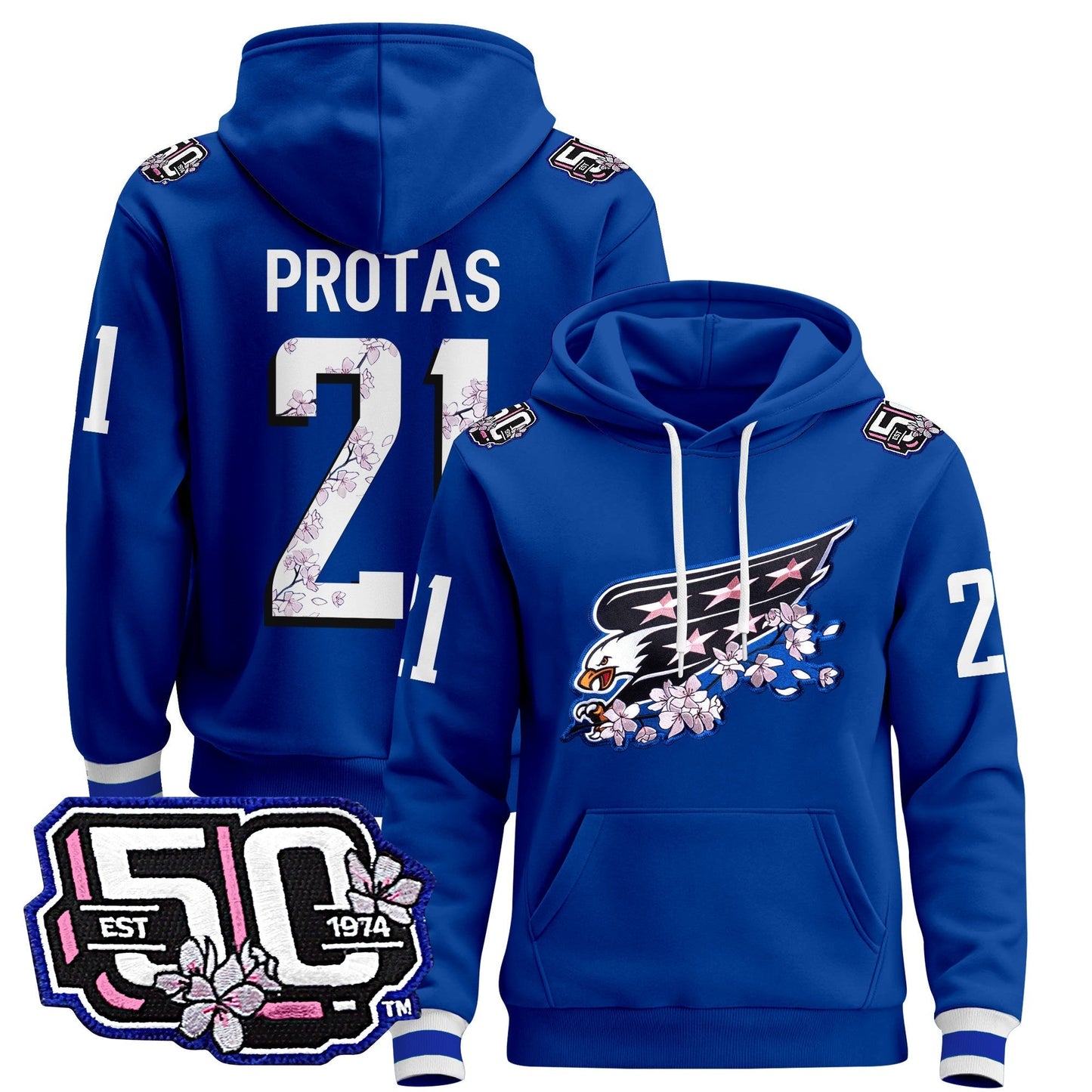 Men's Washington Capitals 50th Anniversary Cherry Blossom Pullover Hoodie - All Stitched