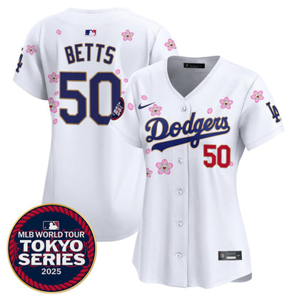 Women's Dodgers Tokyo Series 2025 Gold Trim Vapor Premier Limited Jersey - Stitched