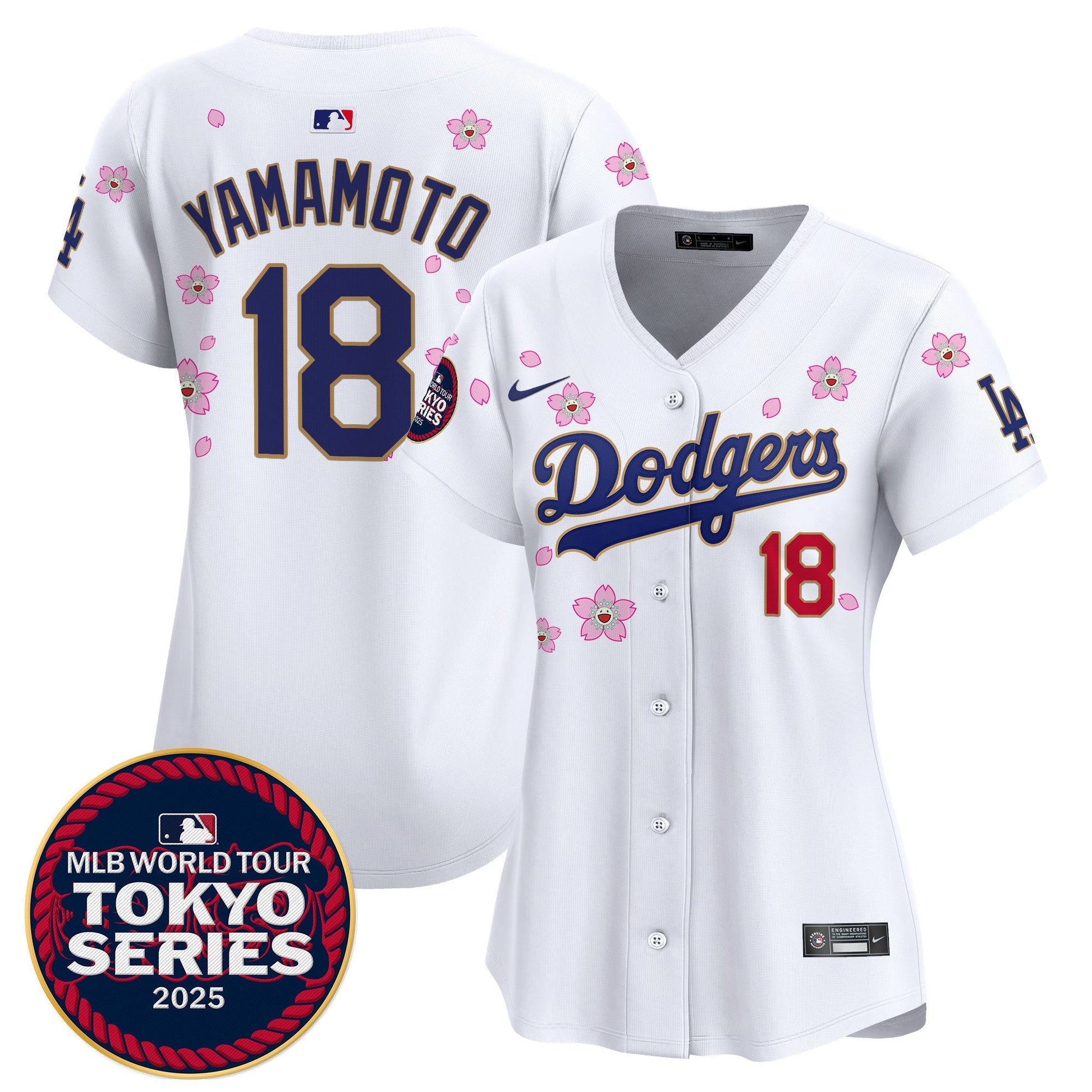 Women's Dodgers Tokyo Series 2025 Gold Trim Vapor Premier Limited Jersey V2 - Stitched
