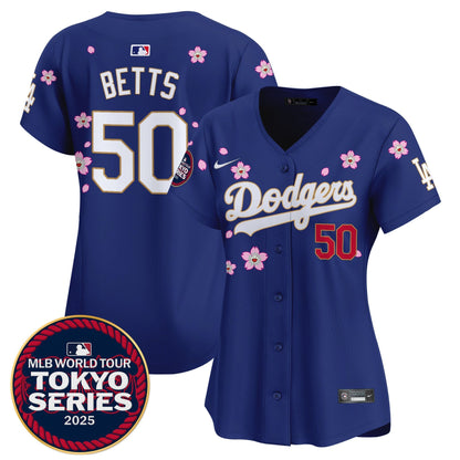 Women's Dodgers Tokyo Series 2025 Gold Trim Vapor Premier Limited Jersey - Stitched