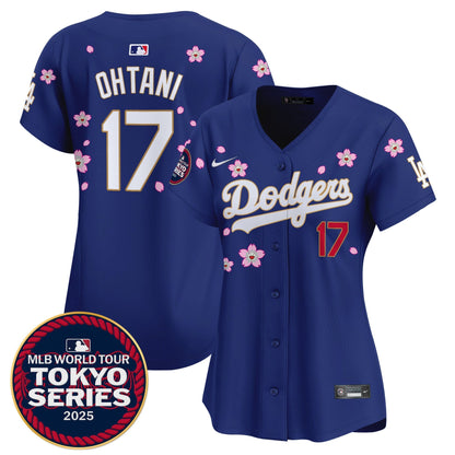 Women's Dodgers Tokyo Series 2025 Gold Trim Vapor Premier Limited Jersey V2 - Stitched