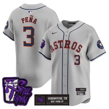 Houston Astros DJ Screw Still Tippin Purple Patch Vapor Premier Limited Jersey - All Stitched