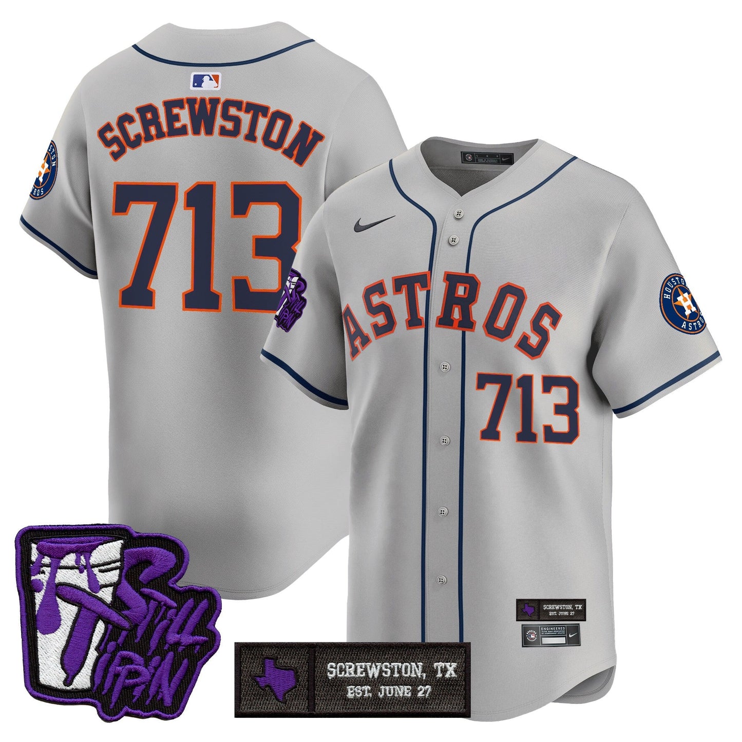 Men's Houston Astros DJ Screw Still Tippin Purple Patch Vapor Premier Limited Jersey - All Stitched