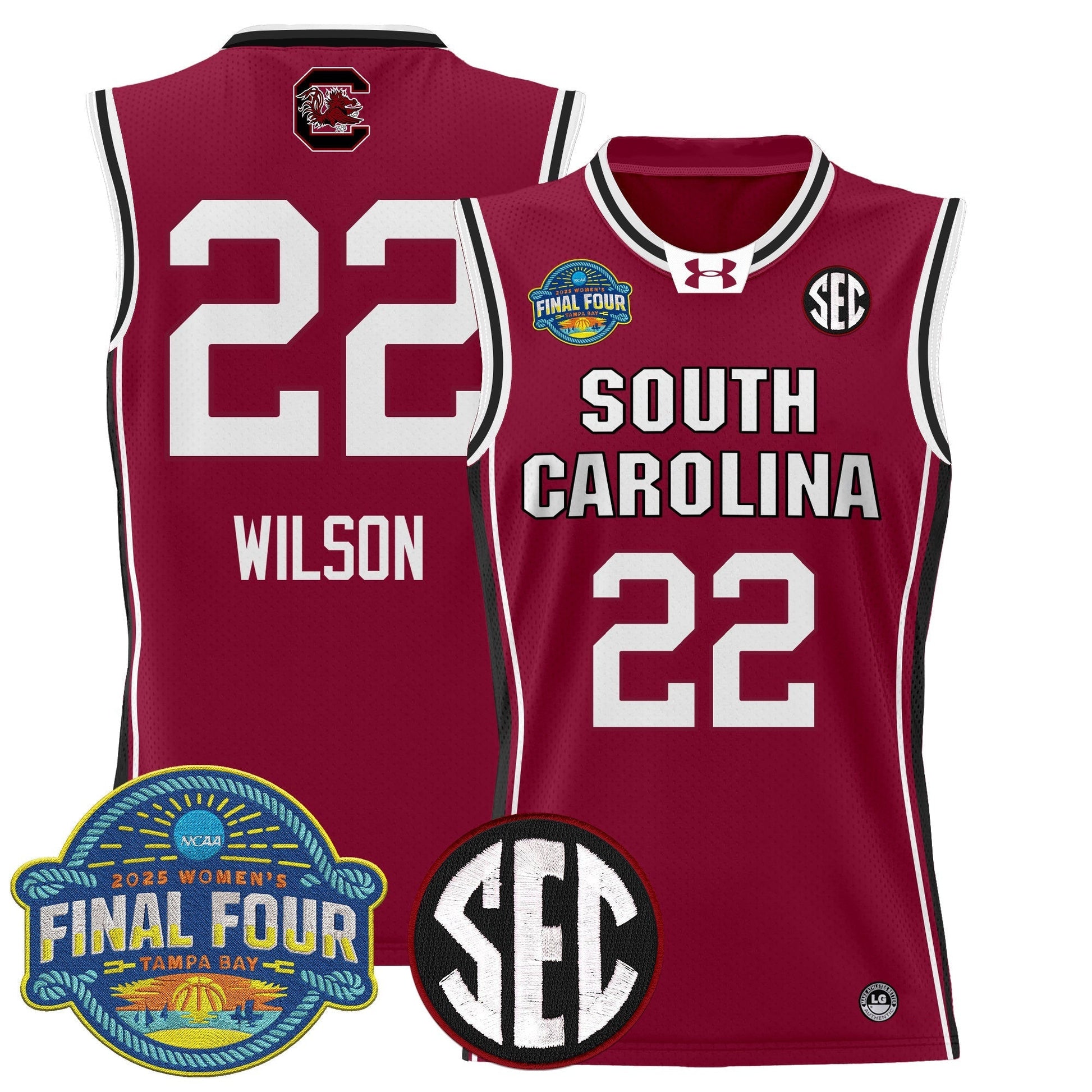 Men's Size - South Carolina Gamecocks 2025 Sec Women's Final Four Patch Lightweight Basketball Jersey - All Stitched