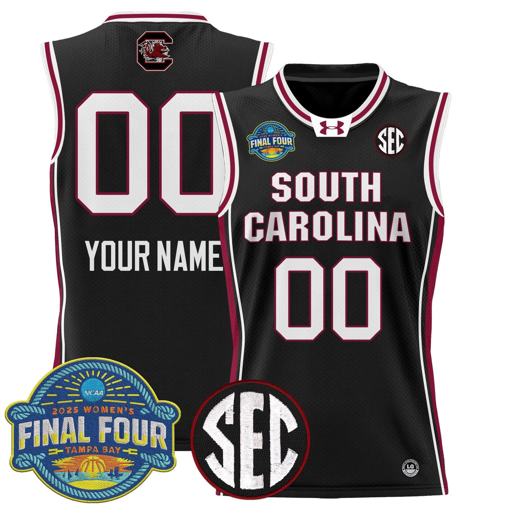South Carolina Gamecocks 2025 Sec Women's Final Four Patch Lightweight Basketball Custom Jersey - All Stitched