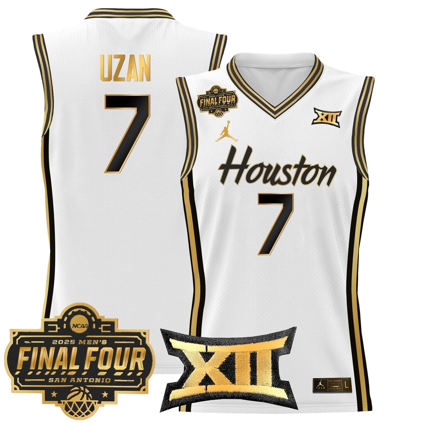 Men's Houston Cougars 2025 Final Four Patch Basketball Jersey - All Stitched
