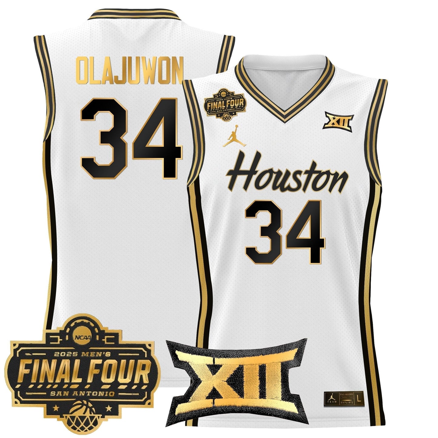Men's Houston Cougars 2025 Final Four Patch Basketball Jersey - All Stitched