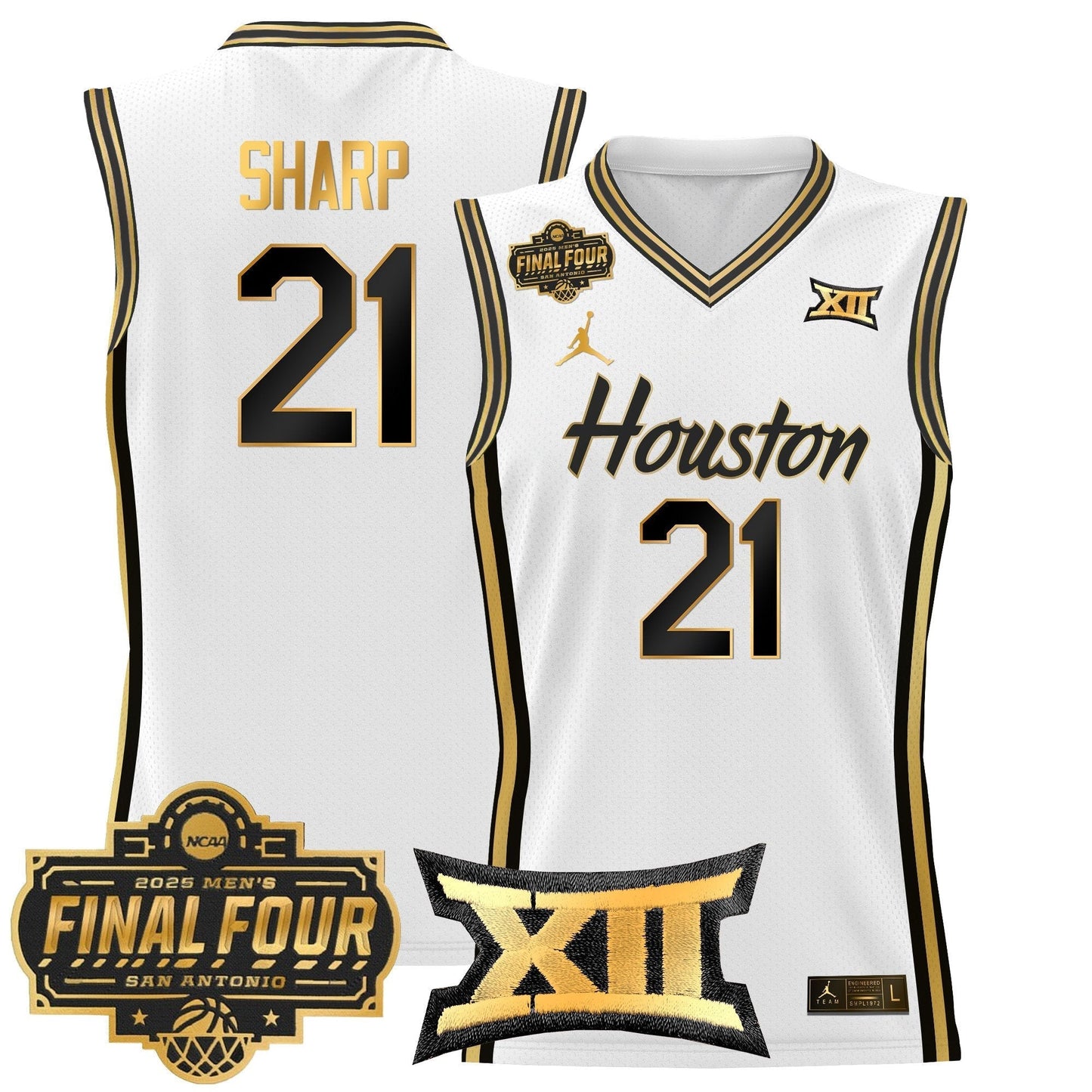 Men's Houston Cougars 2025 Final Four Patch Basketball Jersey - All Stitched