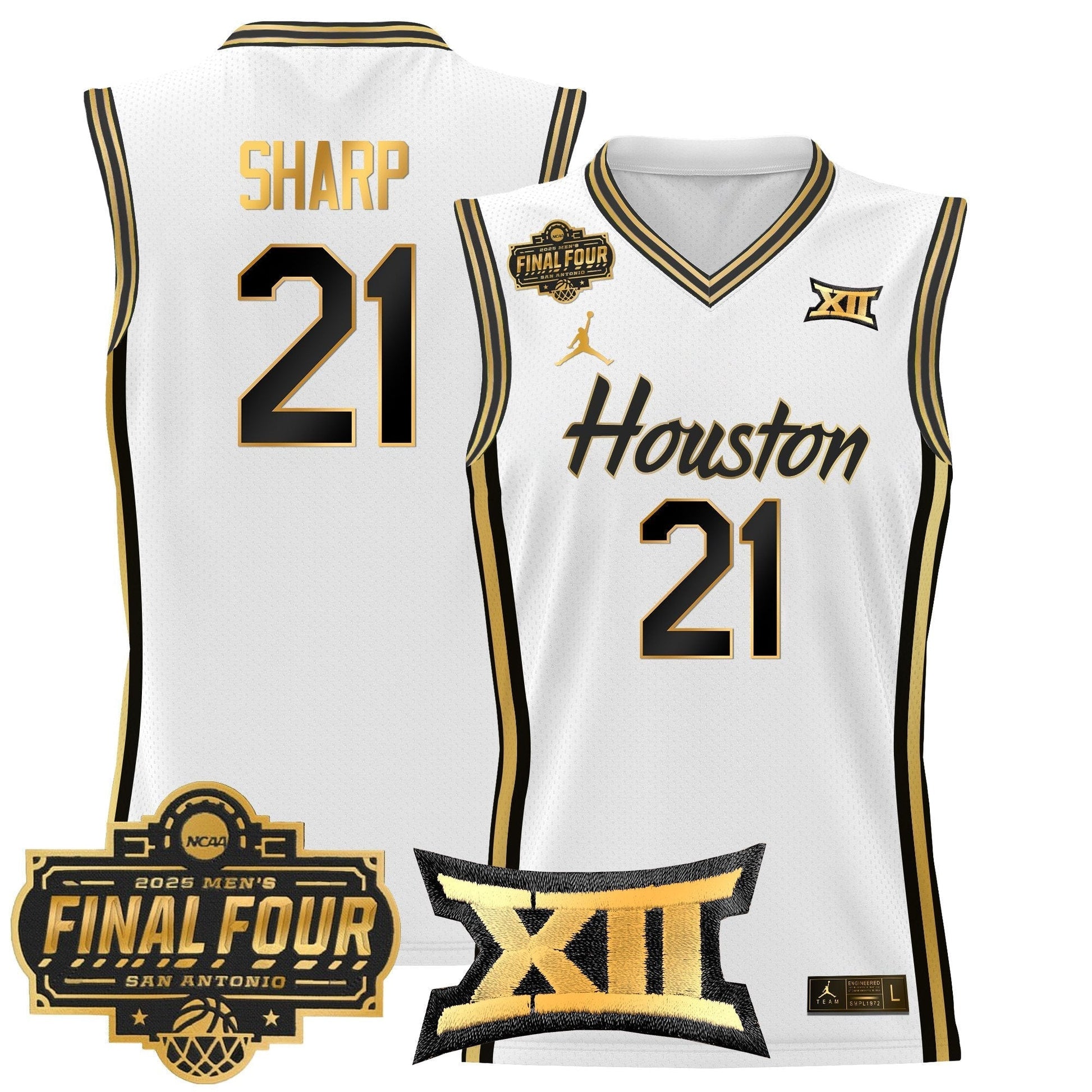 Men's Houston Cougars 2025 Final Four Patch Basketball Jersey - All Stitched