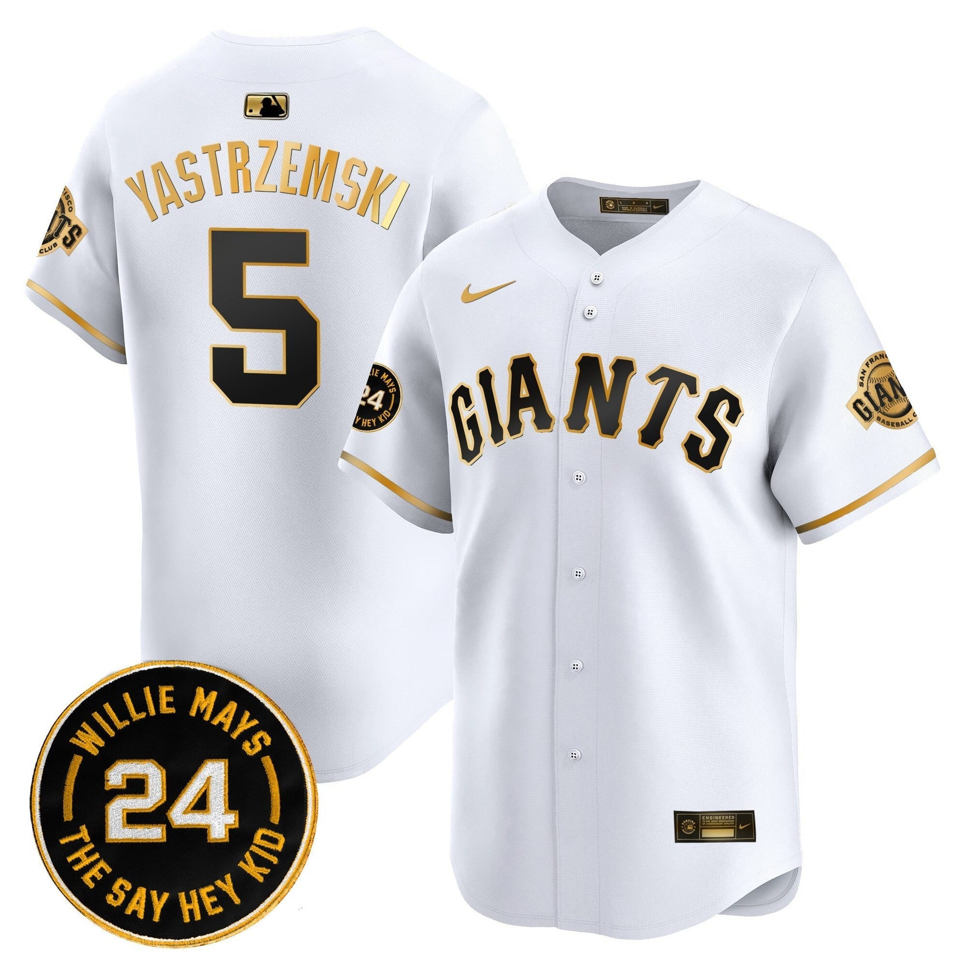Men's San Francisco Giants 2025 Willie Mays Patch Vapor Premier Limited Jersey - All Stitched