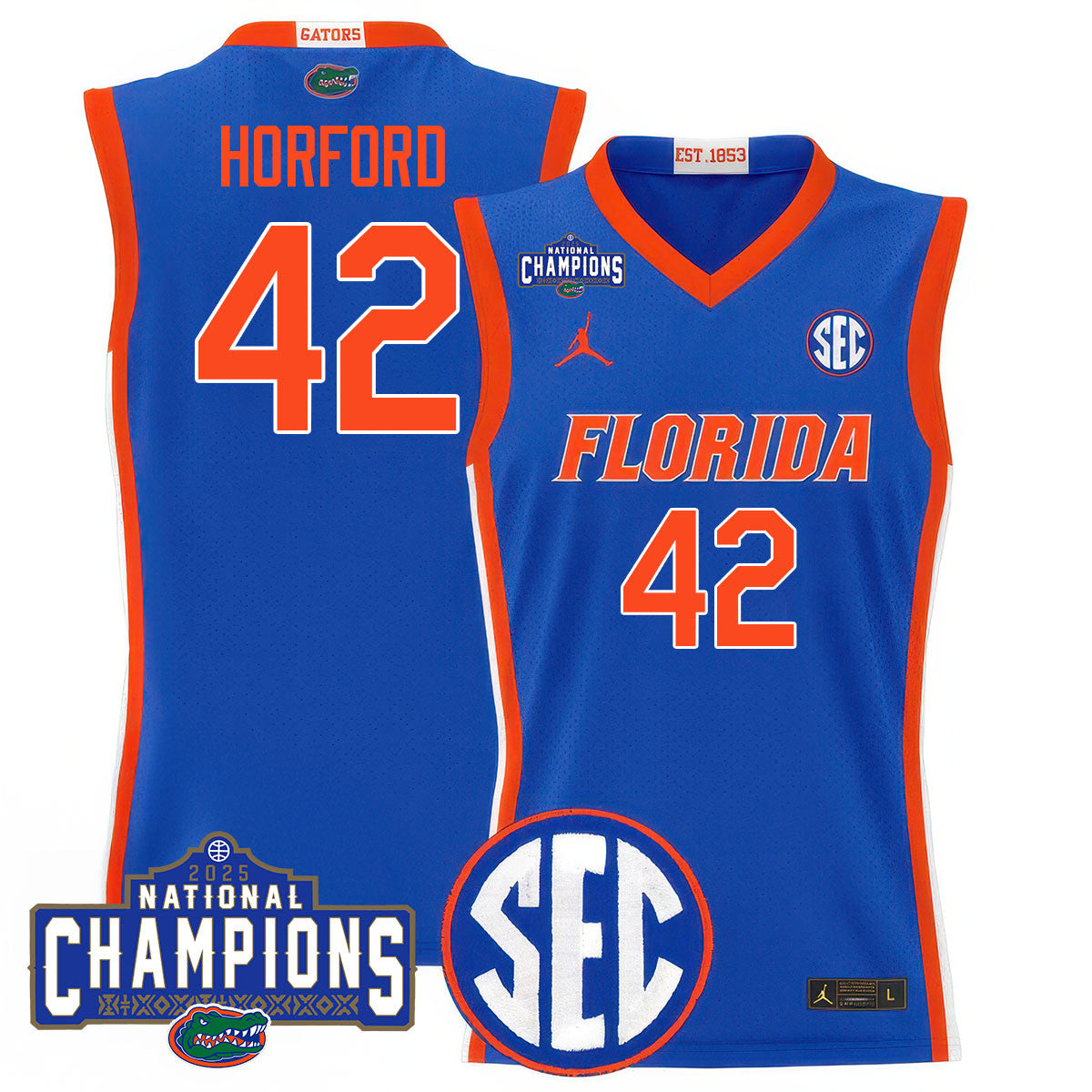 Men's Florida Gators 2025 National Champions Basketball Jersey N1 - All Stitched