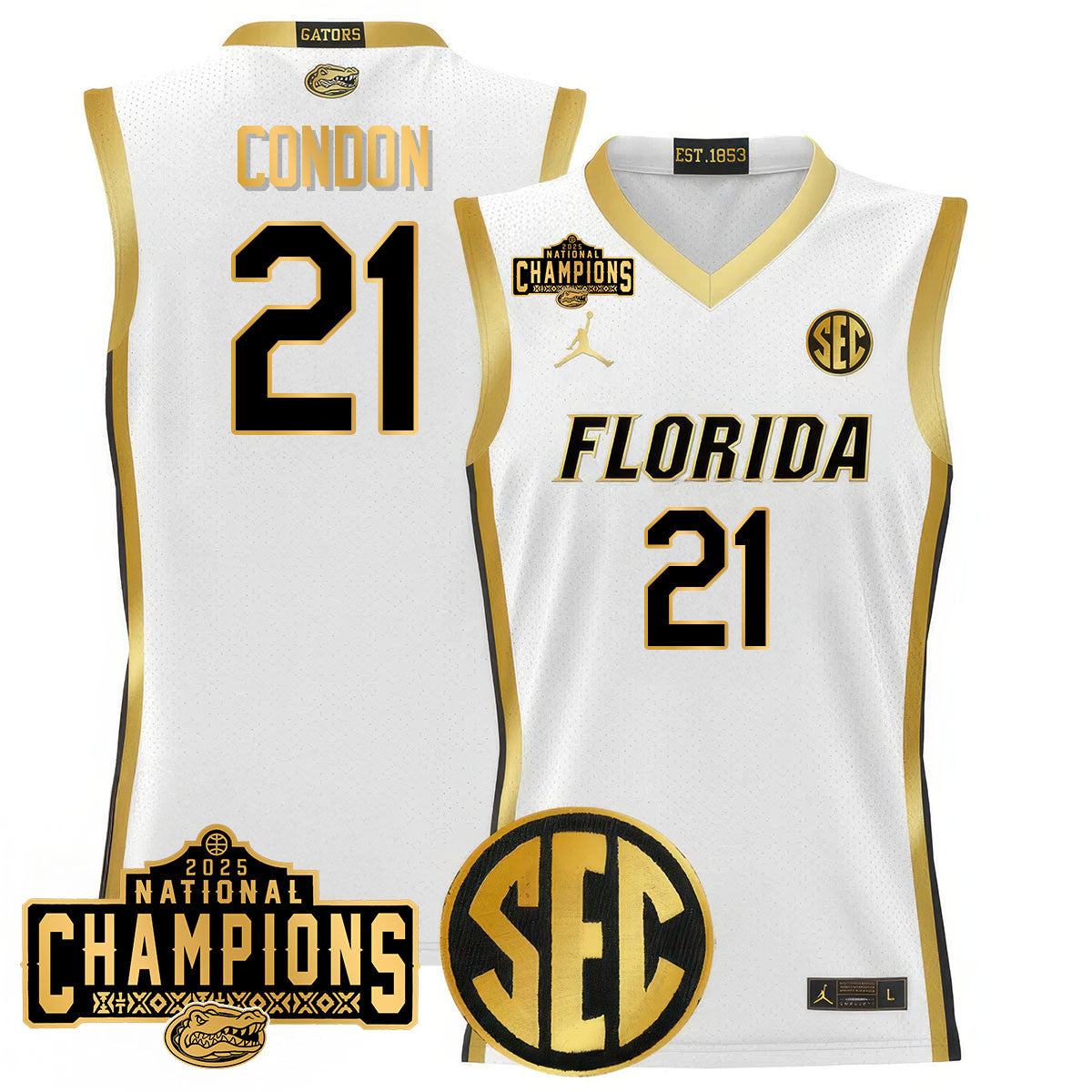 Men's Florida Gators 2025 National Champions Basketball Jersey N1 - All Stitched