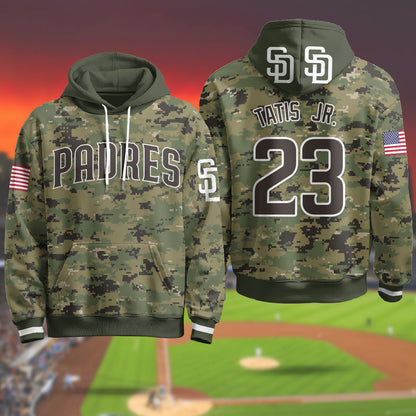 San Diego Padres Military Hoodie - All Stitched