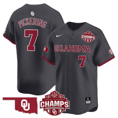 Men's Size - Oklahoma Sooners 2025 SEC Softball Conference Tournament Champions Patch Vapor Premier Limited Jersey - All Stitched