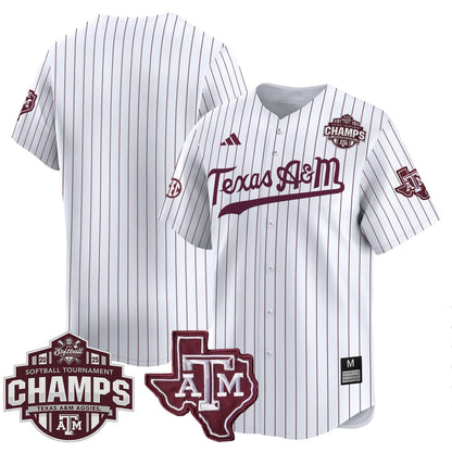 Men's Size - Texas A&M Aggies 2025 SEC Softball Conference Tournament Champions Patch Vapor Premier Limited Jersey - All Stitched