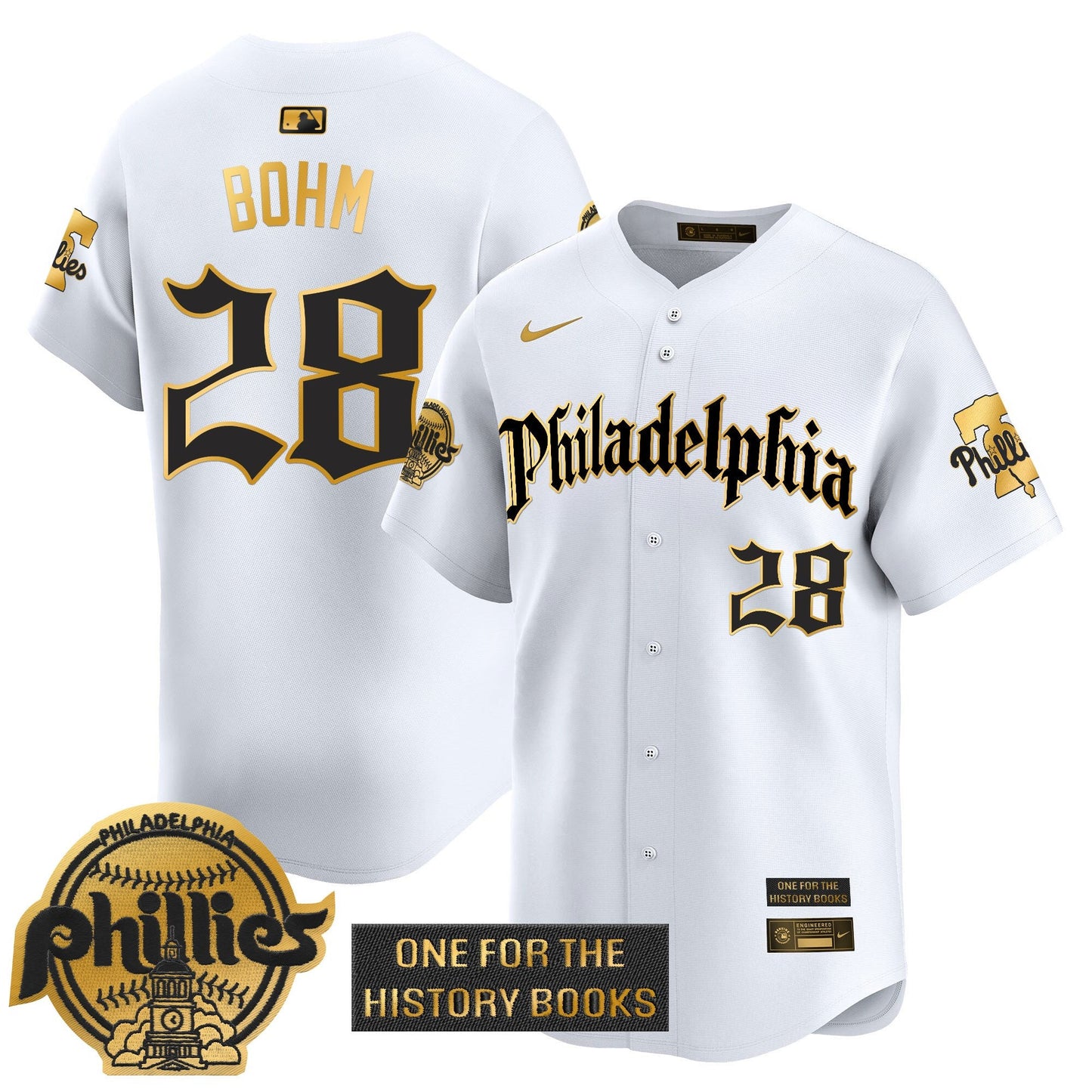 Men's Phillies 'Retro Newspaper Edition' Gold Vapor Premier Limited Jersey - All Stitched