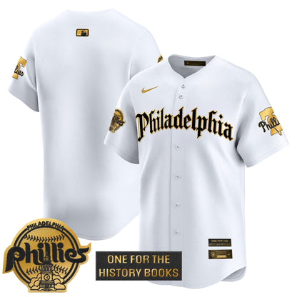 Men's Phillies 'Retro Newspaper Edition' Gold Vapor Premier Limited Jersey - All Stitched