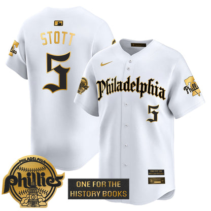 Men's Phillies 'Retro Newspaper Edition' Gold Vapor Premier Limited Jersey - All Stitched