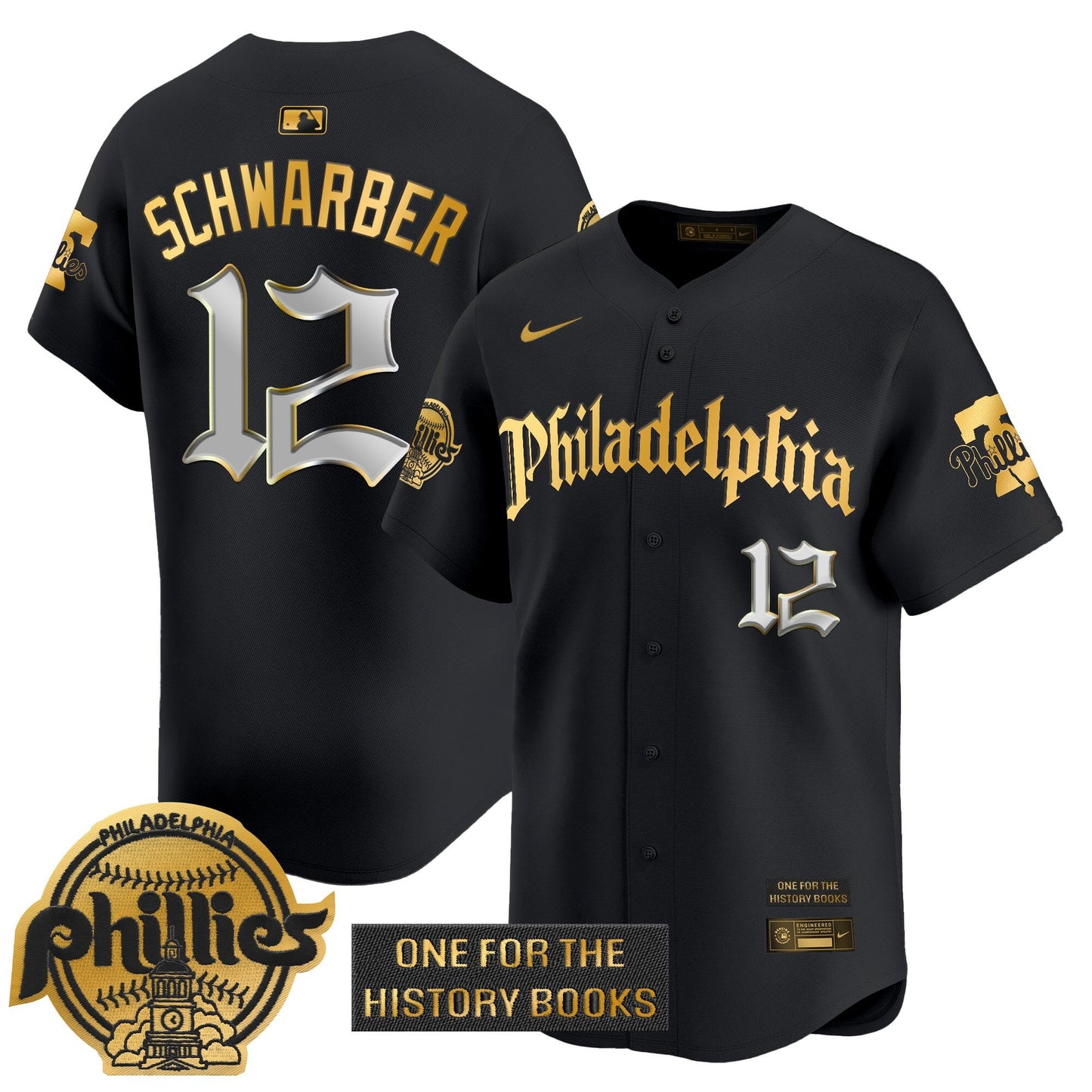 Men's Phillies 'Retro Newspaper Edition' Gold Vapor Premier Limited Jersey - All Stitched