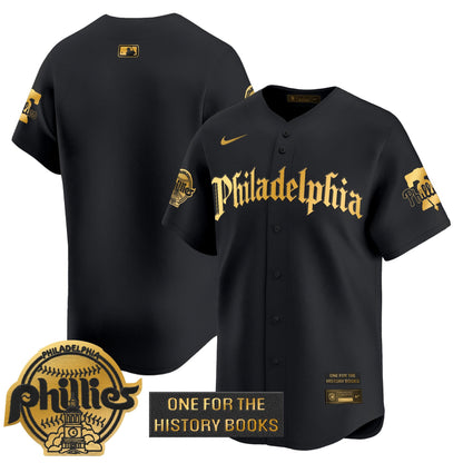 Men's Phillies 'Retro Newspaper Edition' Gold Vapor Premier Limited Jersey - All Stitched