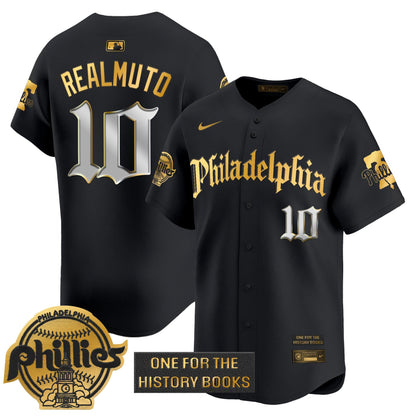Men's Phillies 'Retro Newspaper Edition' Gold Vapor Premier Limited Jersey - All Stitched