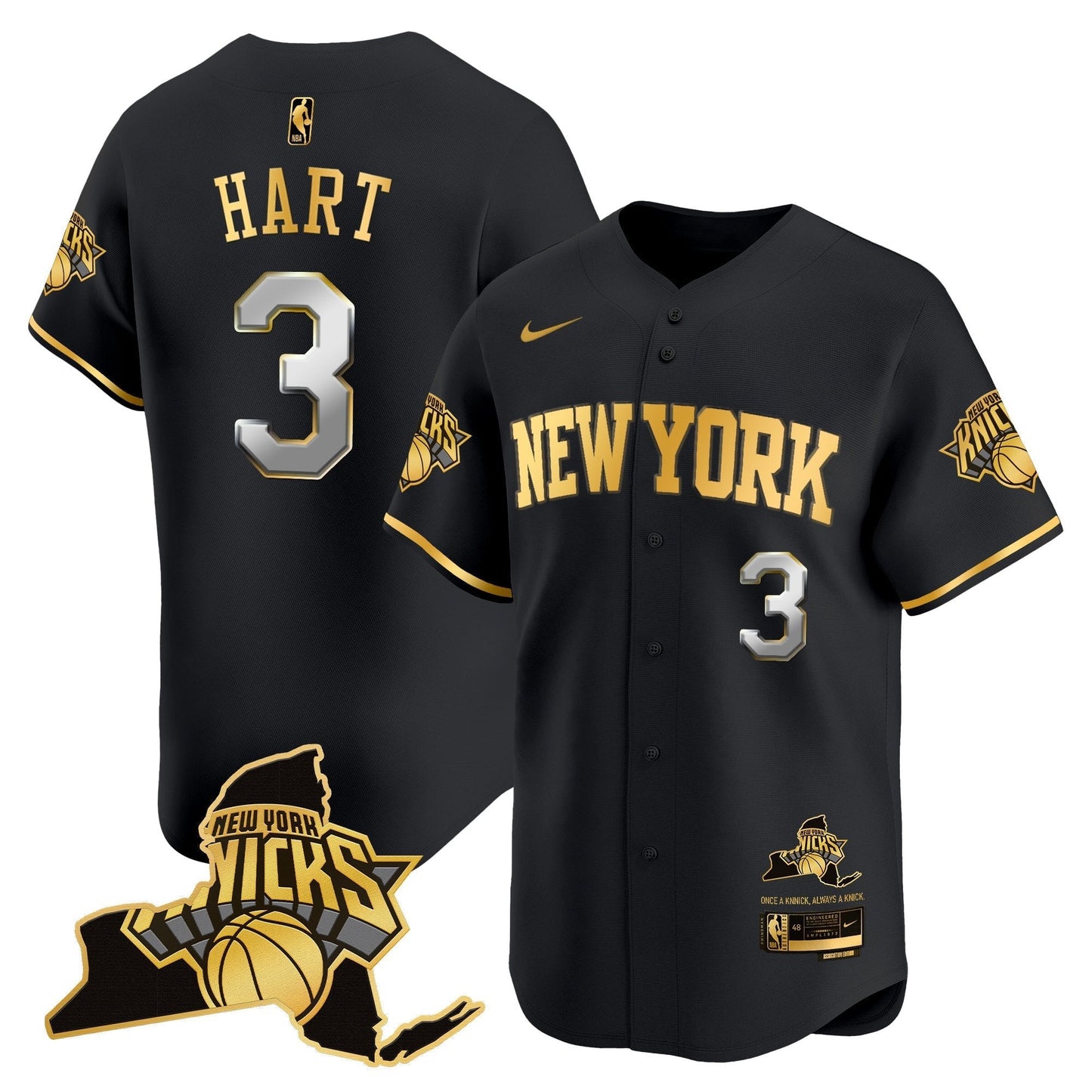 Men's New York Knicks Vapor Baseball Jersey - All Stitched