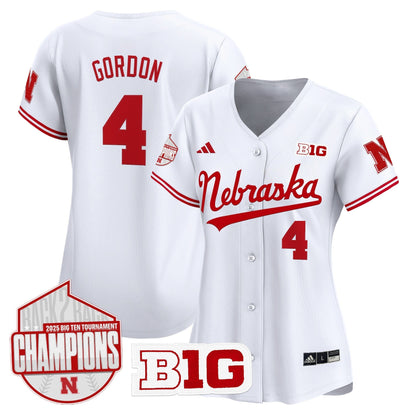 Women's Nebraska Huskers Back 2 Back Champions Patch Vapor Premier Limited Jersey - All Stitched