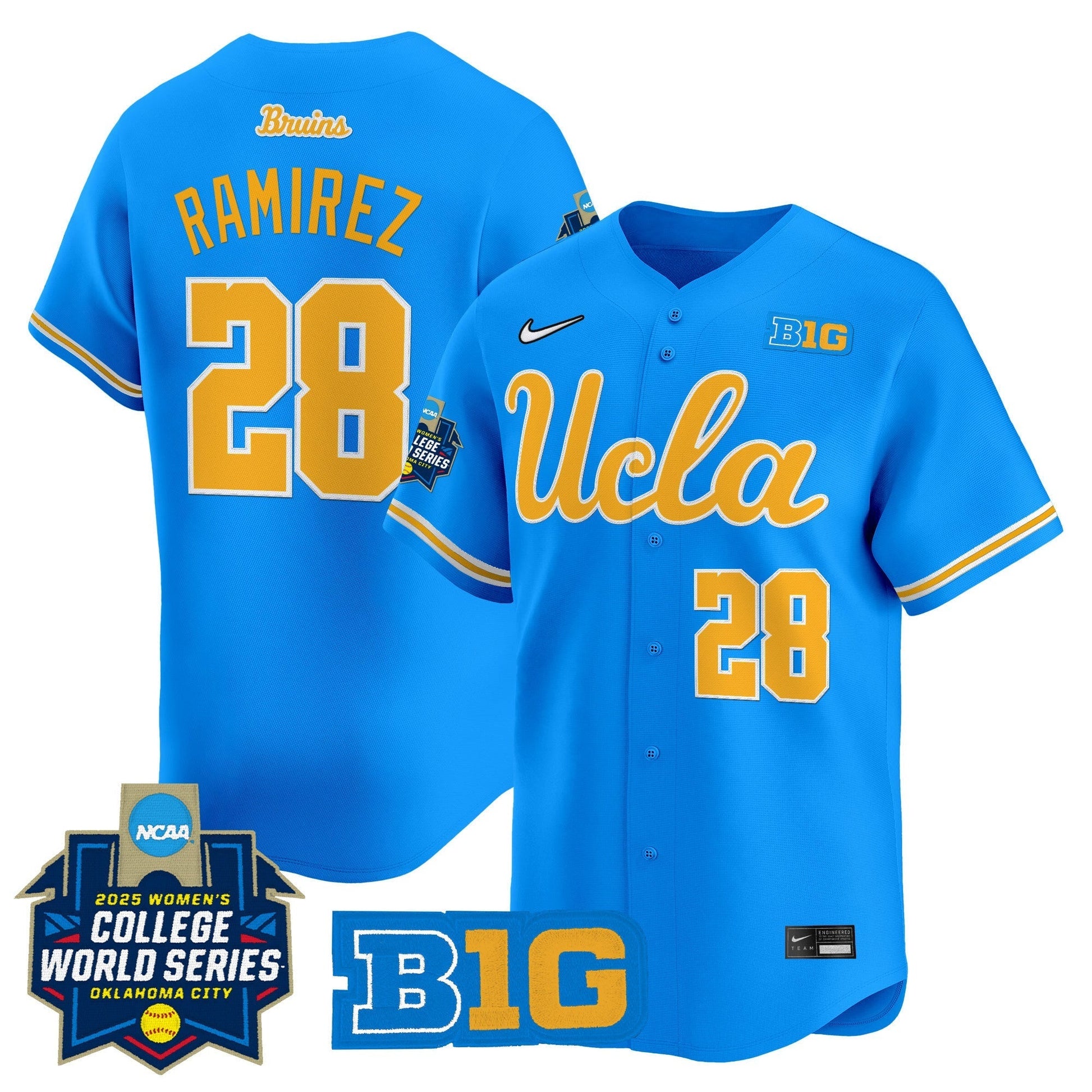 Men's size - UCLA Bruins Softball 2025 World Series (WCWS) Vapor Premier Limited Jersey - All Stitched