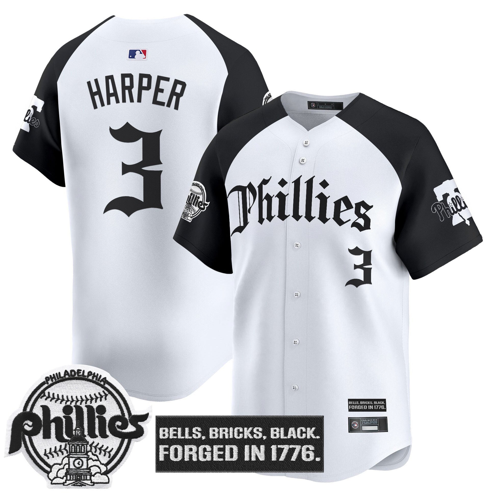 Men's Philadelphia Phillies 'Gothic Liberty Edition' Vapor Premier Limited Jersey - All Stitched