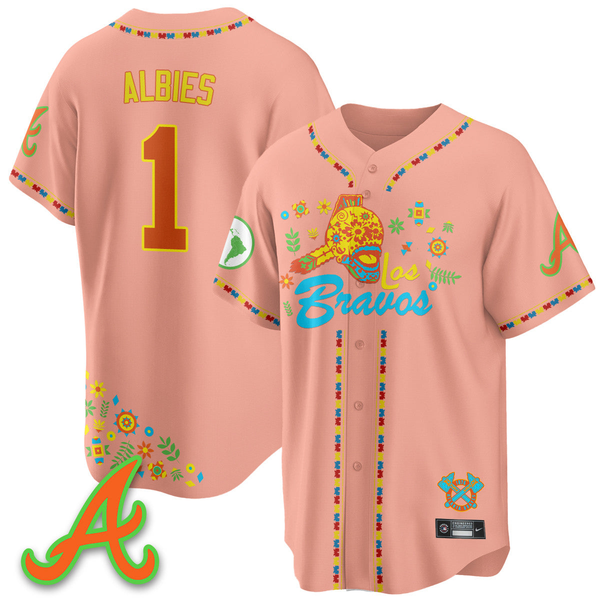 Men's Atlanta Braves 2025 "Los Bravos" Jersey V2 - All Stitched