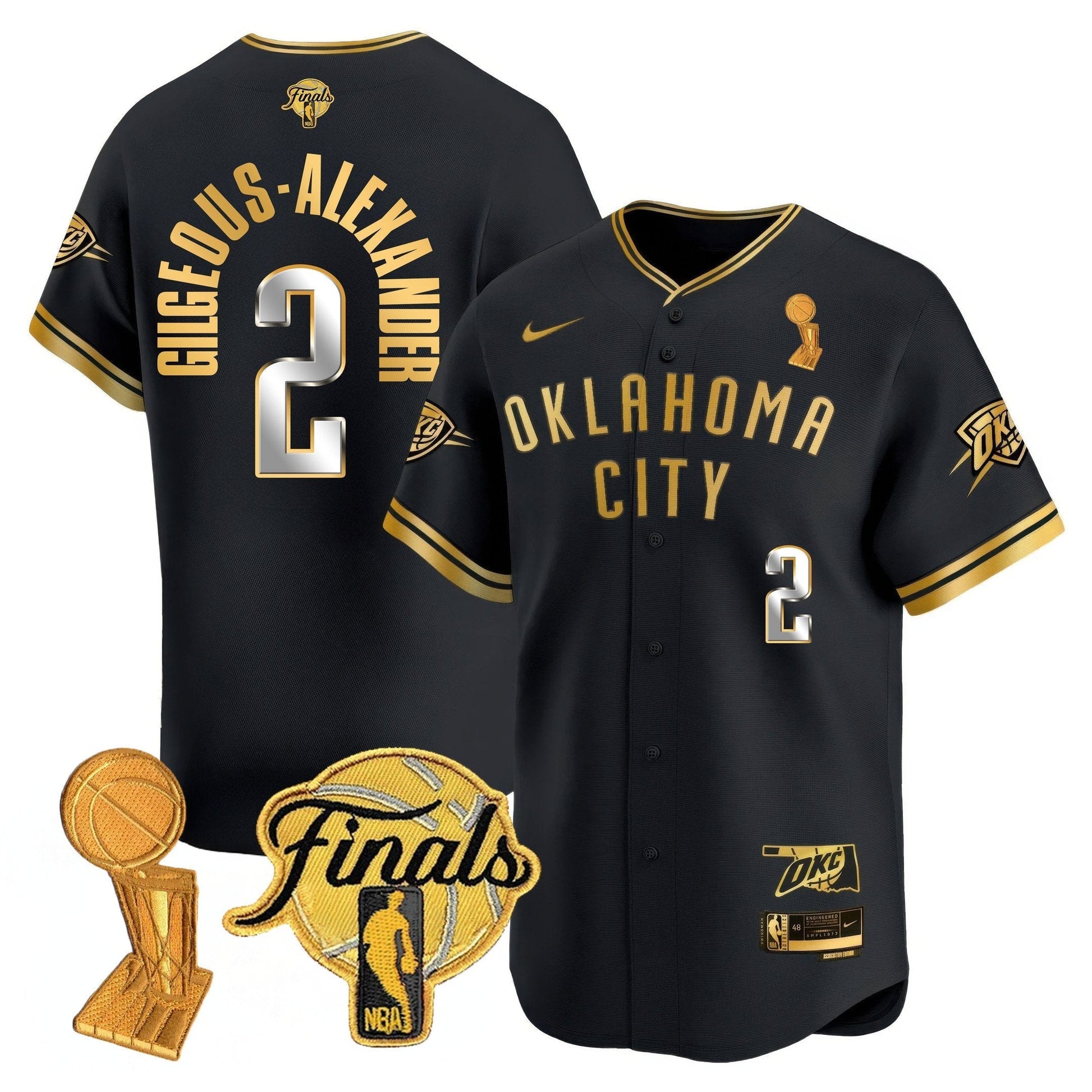 Men's Oklahoma City Thunder Baseball Jersey - Final Patch - All Stitched