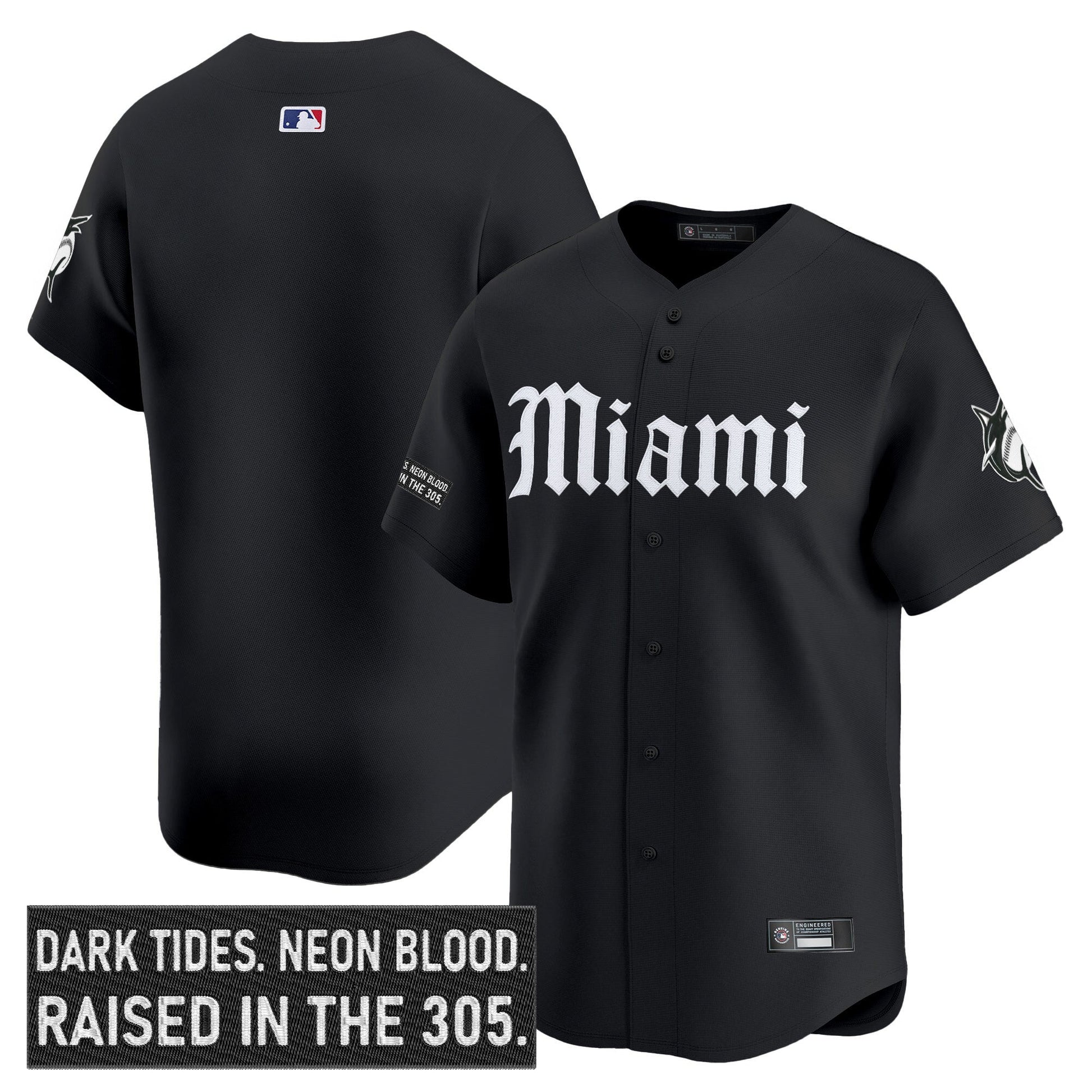 Men's Miami Marlins 'Gothic Vice Edition' Vapor Premier Limited Jersey - All Stitched