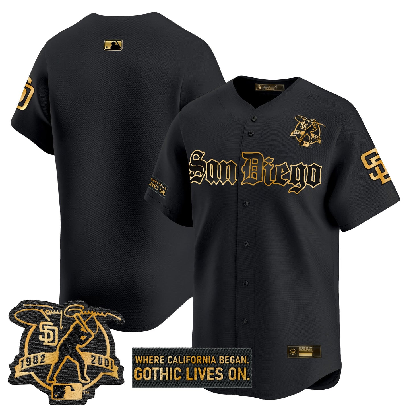 Men's San Diego Padres 'Gothic Edition' Gold Vapor Premier Limited Jersey - All Stitched