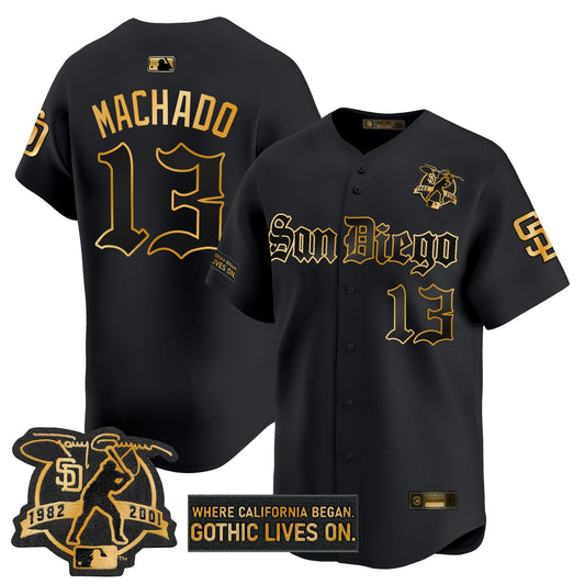 Men's San Diego Padres 'Gothic Edition' Gold Vapor Premier Limited Jersey - All Stitched