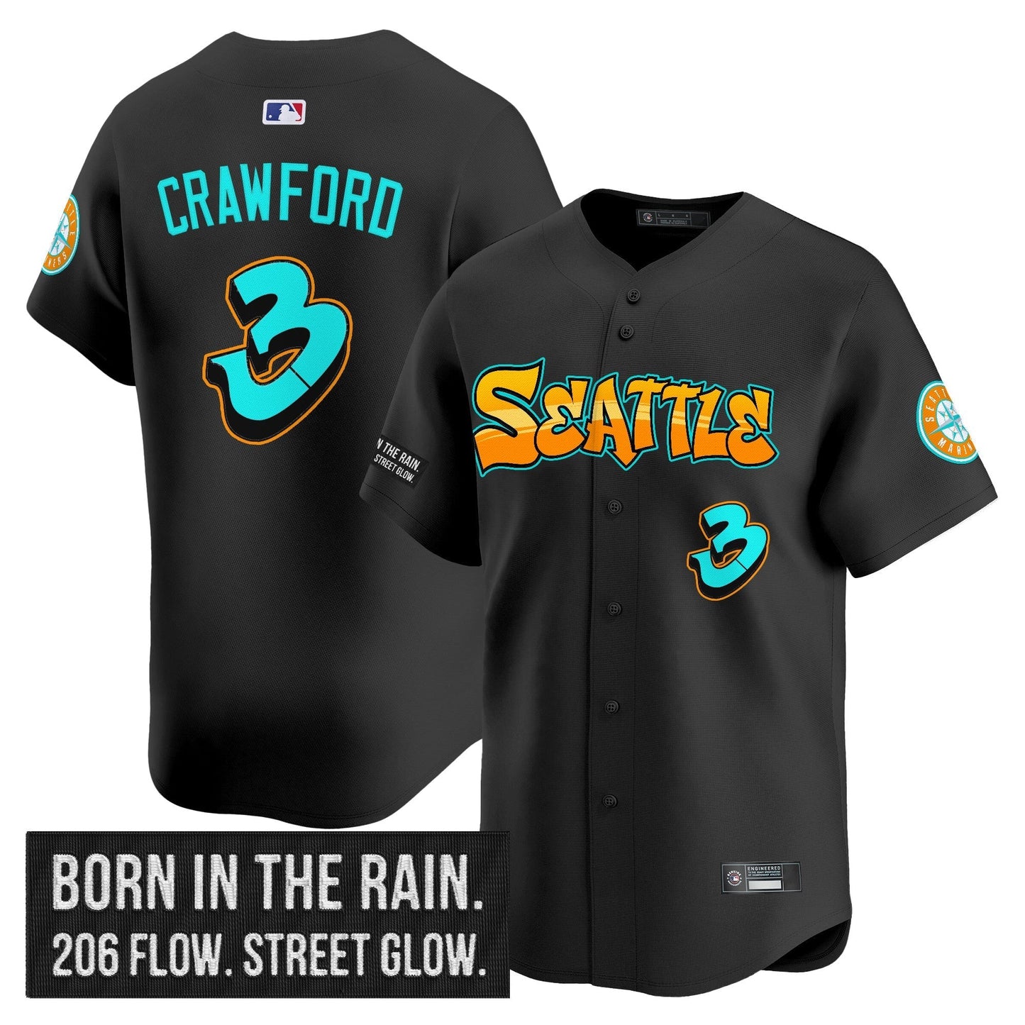 Men's Seattle Mariners 'Graffiti Emerald Drop Edition' Vapor Premier Limited Jersey - All Stitched