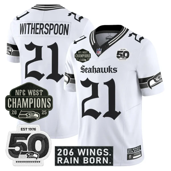 SEA 2026 NFC West Champions 'Gothic Rain City Shadows Edition' Jersey - 50th Anniversary Patch - All Stitched