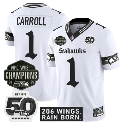 SEA 2026 NFC West Champions 'Gothic Rain City Shadows Edition' Jersey - 50th Anniversary Patch - All Stitched
